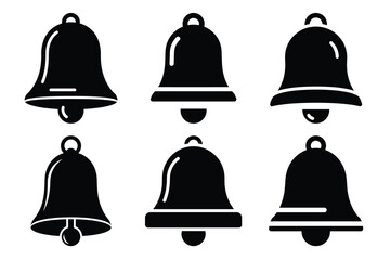 Jingle bell vector icon set black color and white background