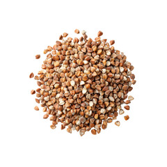 Raw Buckwheat Groats, Heap of Brown Buckwheat Grains, Top View