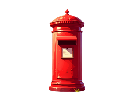  Retro World Post Day Art with Red Mailbox and Letters 