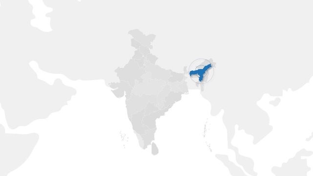 Assam map video 9, Highlighted on India Map Video, with Borders, Geography & Education&rdquo; India map video, Indian territory video.
