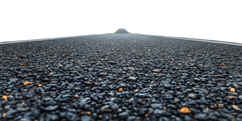 Empty straight asphalt road in the desert isolated on transparent background