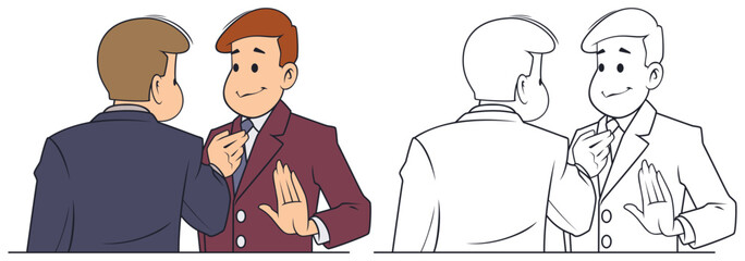Two businessmen discuss business.