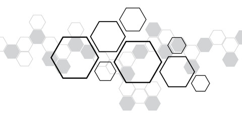 Digital technology background. Abstract hexagons background with lines and dot. Abstract background with hexagon, modern abstract vector polygonal pattern. Surface polygon pattern with glowing hexagon