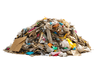 Heap of discarded materials isolated on a transparent background