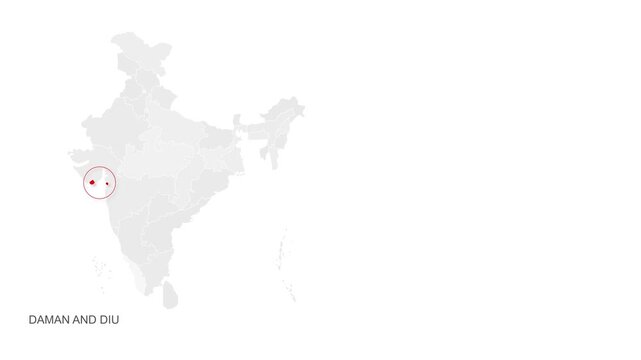 Daman and Diu map video 5, Highlighted on India Map Video, with Borders, Geography & Education&rdquo; India map video, Indian territory video.