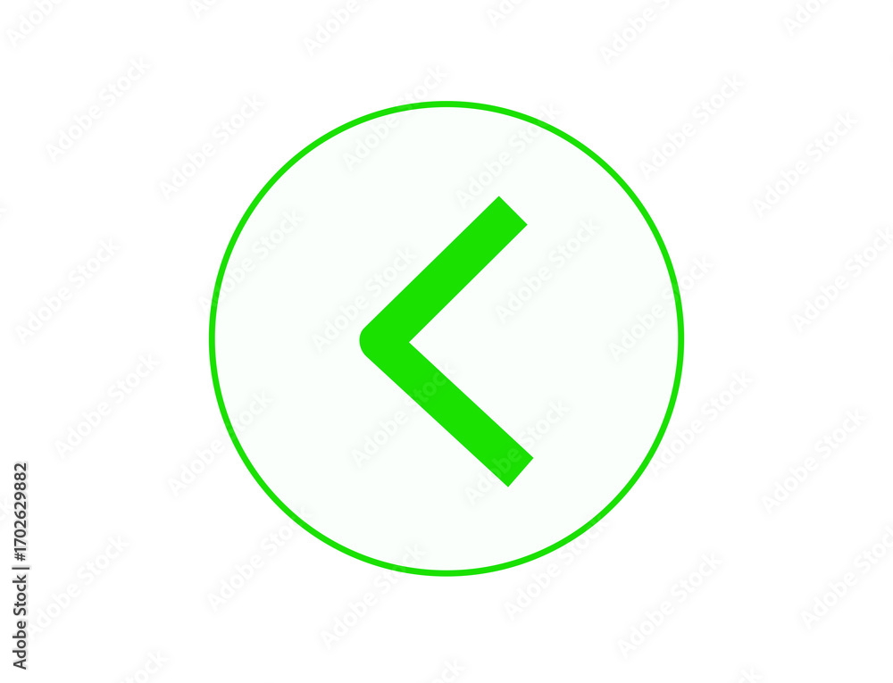 Poster green left arrow inside a circle isolated on transparent background