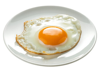 Half fry egg in plate isolated on transparent background