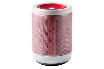 Decorative cylindrical object with red light isolated on white background