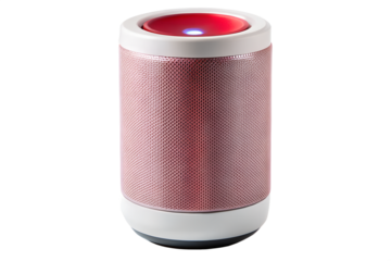 Decorative cylindrical object with red light isolated on white background