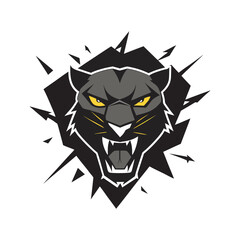 Panther Head Impact Effect Silhouette Vector