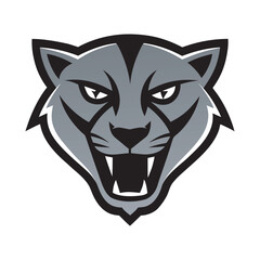 Metallic Furious Panther Head Silhouette Vector