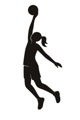 basketball player silhouette vector illustration high jump