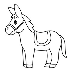Fototapeta premium A minimalist hand drawn line art illustration of a donkey with a saddle