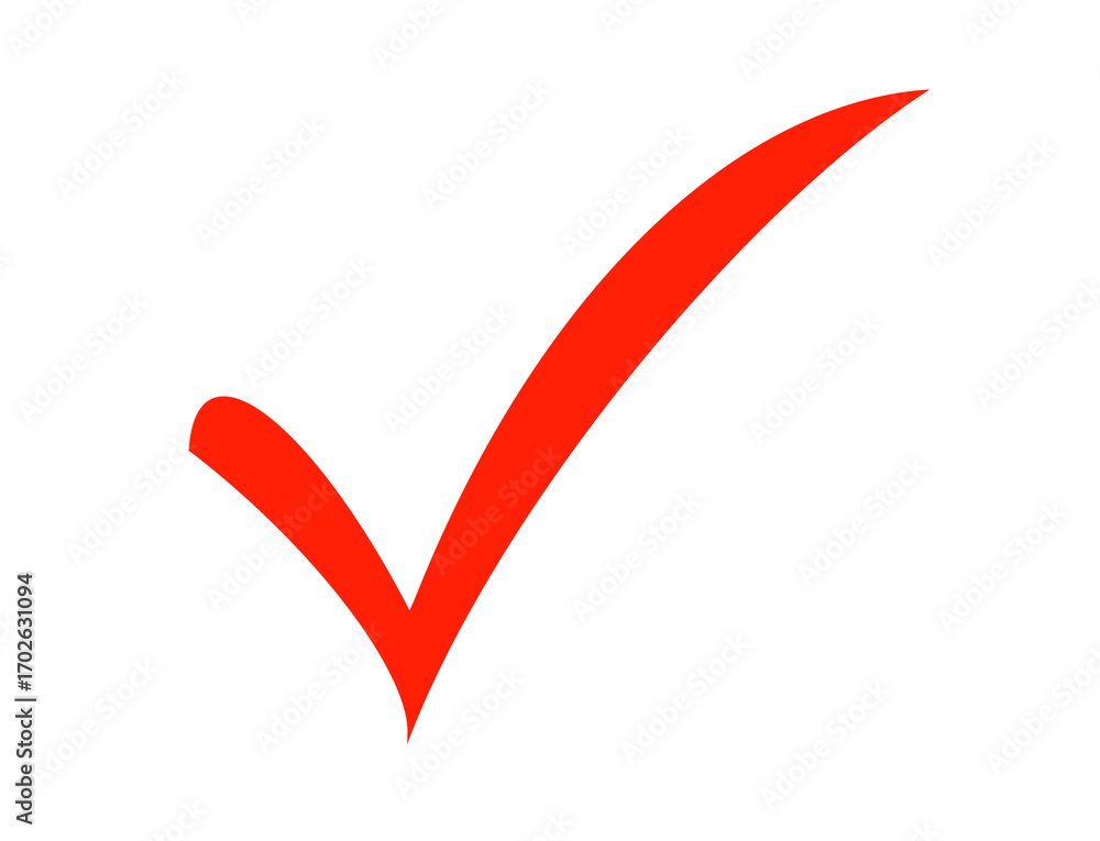 Poster red check mark isolated on transparent background