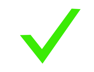 Green check mark symbol, isolated on transparent background