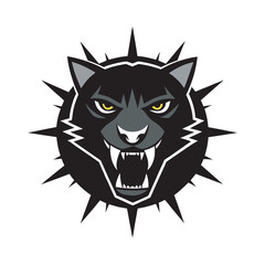 Spiked Collar Panther Head Silhouette Vector