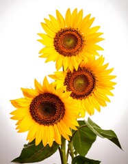 Three sunflowers in a vibrant arrangement
