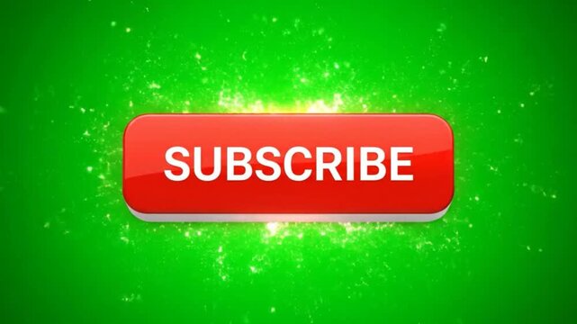 Animated subscribe button urging viewers to join channel on green screen background, perfect for social media content creators and online marketing