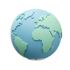 Fototapeta premium Soft Blue and Green 3D Render of Earth Globe on a Pale Background Ideal for Environmental Conservation and Global Awareness Campaigns, Suitable for