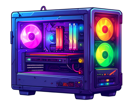  Cartoon Vector Colorful Computer Box Isolated 