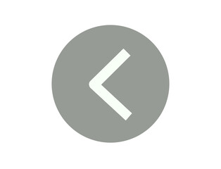 Gray circle with white left arrow icon isolated on transparent background