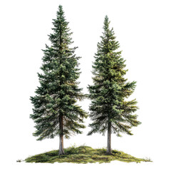 Fototapeta premium Pine tree forest nature, A serene pine tree forest filled with tall, lush trees, creating a peaceful natural environment, isolated on transparent background