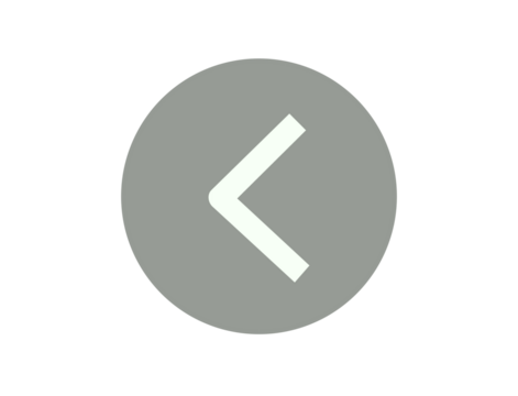 Gray circle with white left arrow icon isolated on transparent background - Powered by Adobe