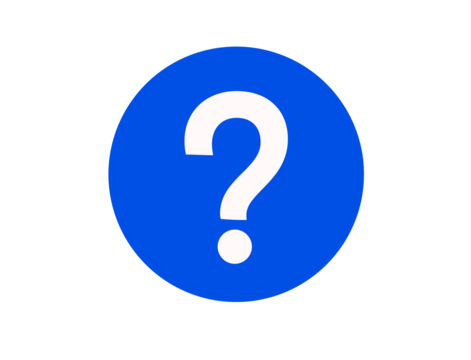 White question mark inside a blue circle, isolated on transparent background