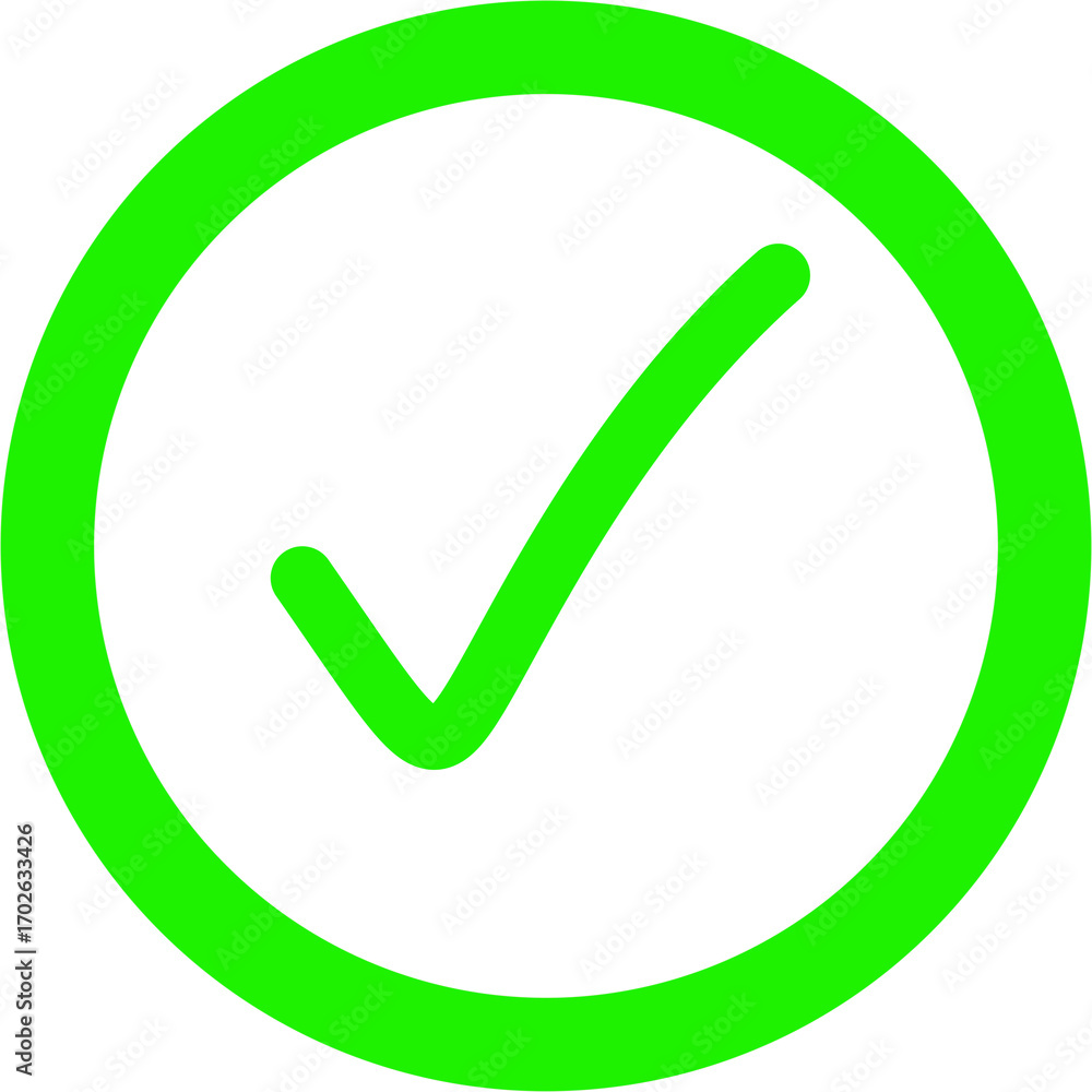 Poster green check mark inside a circle isolated on transparent background