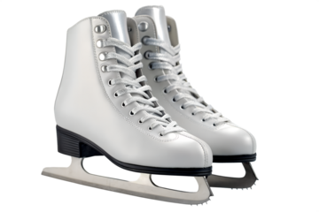 Pair of white ice skates isolated on white background