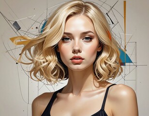 Woman with blonde hair, abstract background