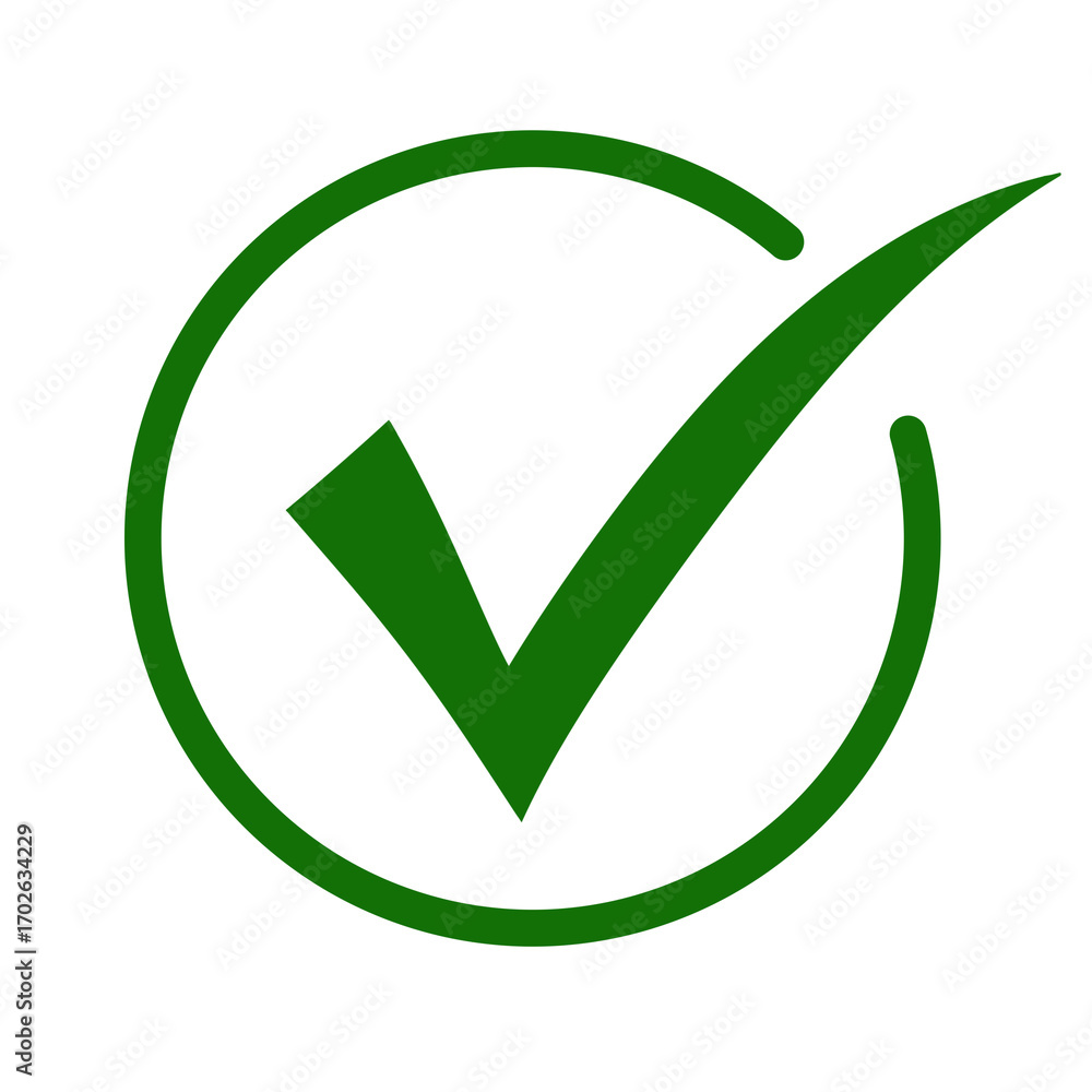 Poster green check mark inside a circle isolated on transparent background