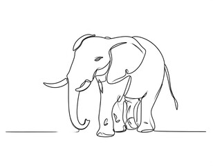 Fototapeta premium Continuous line drawing of an elephant