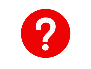 Red circle with a white question mark isolated on transparent background