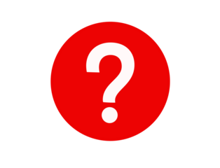 Red circle with a white question mark isolated on transparent background