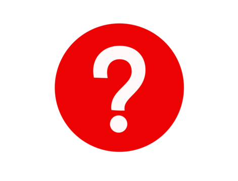 Red circle with a white question mark isolated on transparent background