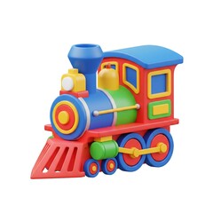 Colorful 3D vector of a classic steam train, retro travel symbol with nostalgic design, modern clean rendering, isolated high resolution illustration.