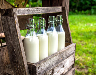 Vintage Milk Bottles on Virginia Dairy Farm Porch - Rural Nostalgia