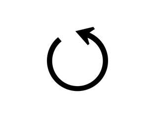 Black circular arrow icon indicating refresh or repeat action, isolated on transparent background