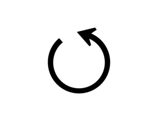 Black circular arrow icon indicating refresh or repeat action, isolated on transparent background