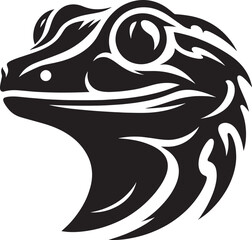 Tribal gecko head silhouette tribal design black and white tattoo style reptile