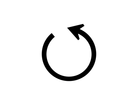 Black circular arrow icon indicating refresh or repeat action, isolated on transparent background - Powered by Adobe