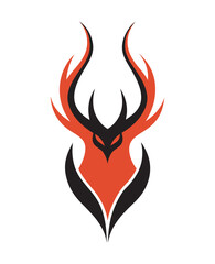 Antlers With Abstract Flame Silhouette Logo