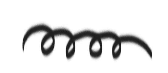 Curved black swirl line design isolated on white background. Artistic decorative spiral stroke for creative patterns and abstract projects. Minimal hand drawn curly shape illustration.