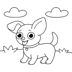 Happy cartoon chihuahua dog with tongue out puppy illustration