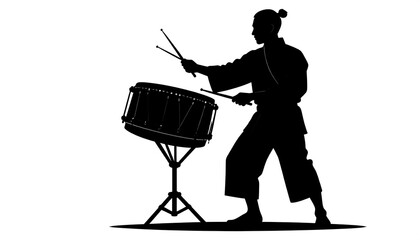 Silhouette of a person drumming