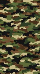 A captivating pattern of military camouflage, featuring various shades of green, brown, and black, creating a complex and textured design.