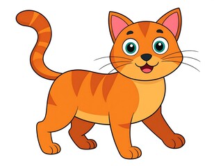 Fototapeta premium Cartoon cat, walking pose