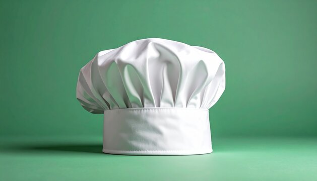 Professional Chef Hat Against Green Background