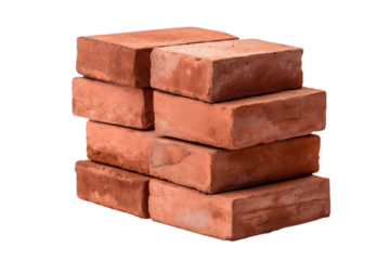 Stack bricks isolated on transparent background